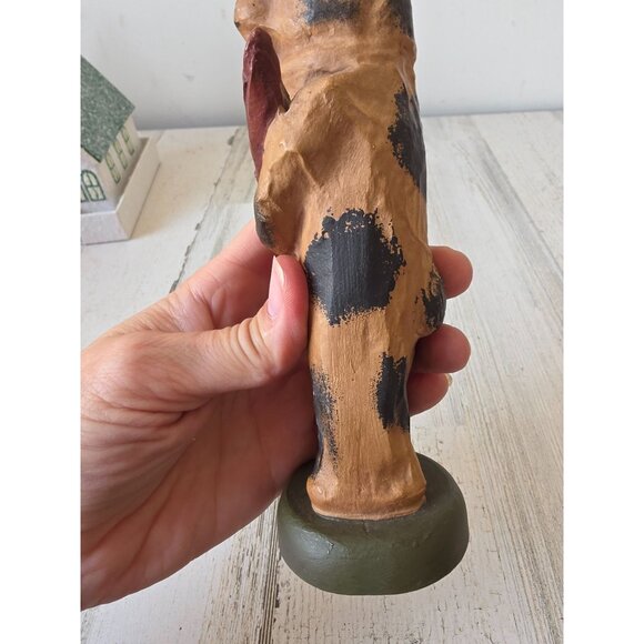 Shabby chic Easter bunny rabbit statue figurine carrot vtg style stands - Picture 3 of 9